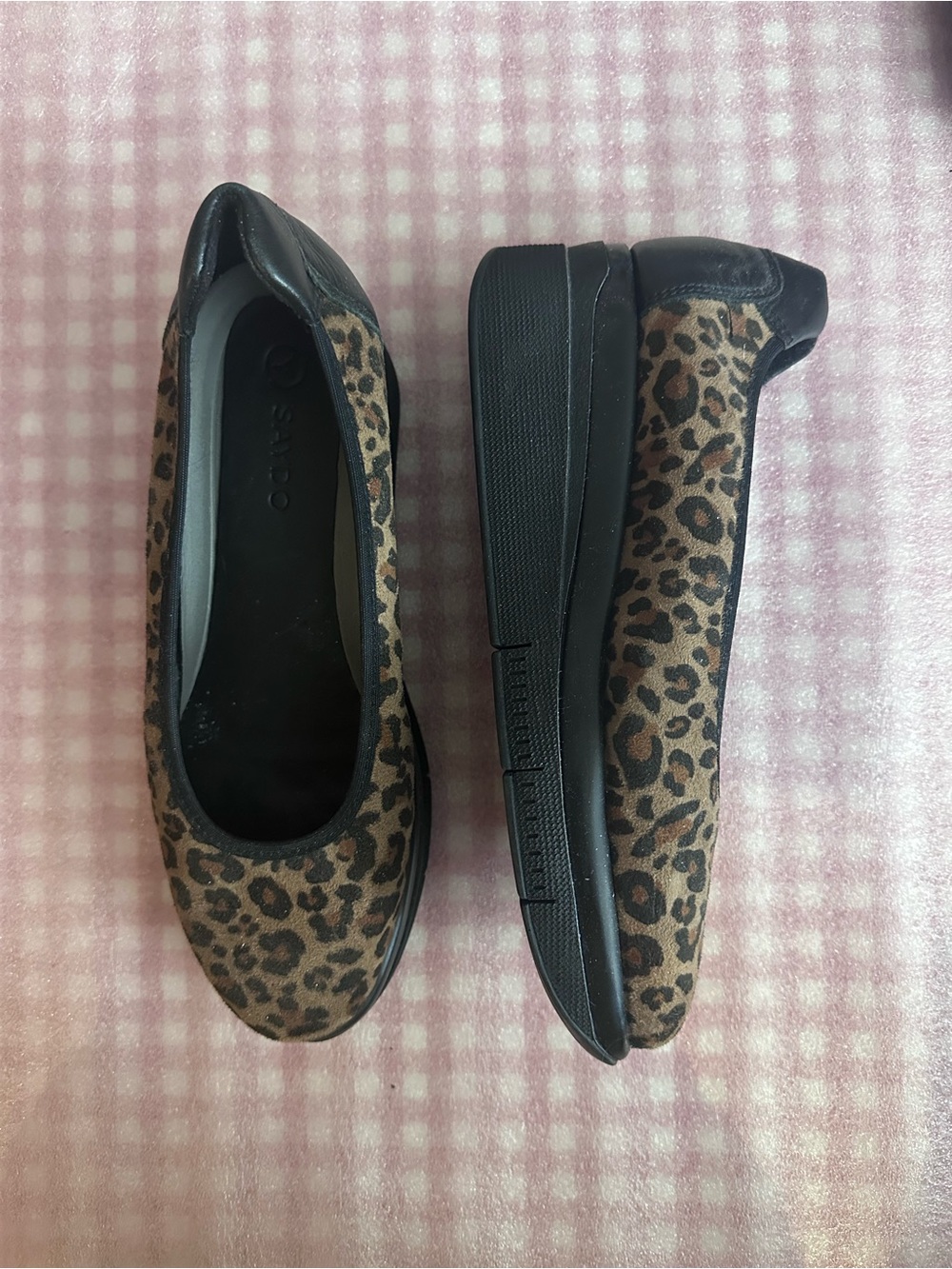 Leopard Print Slip-On Flats with Black Trim